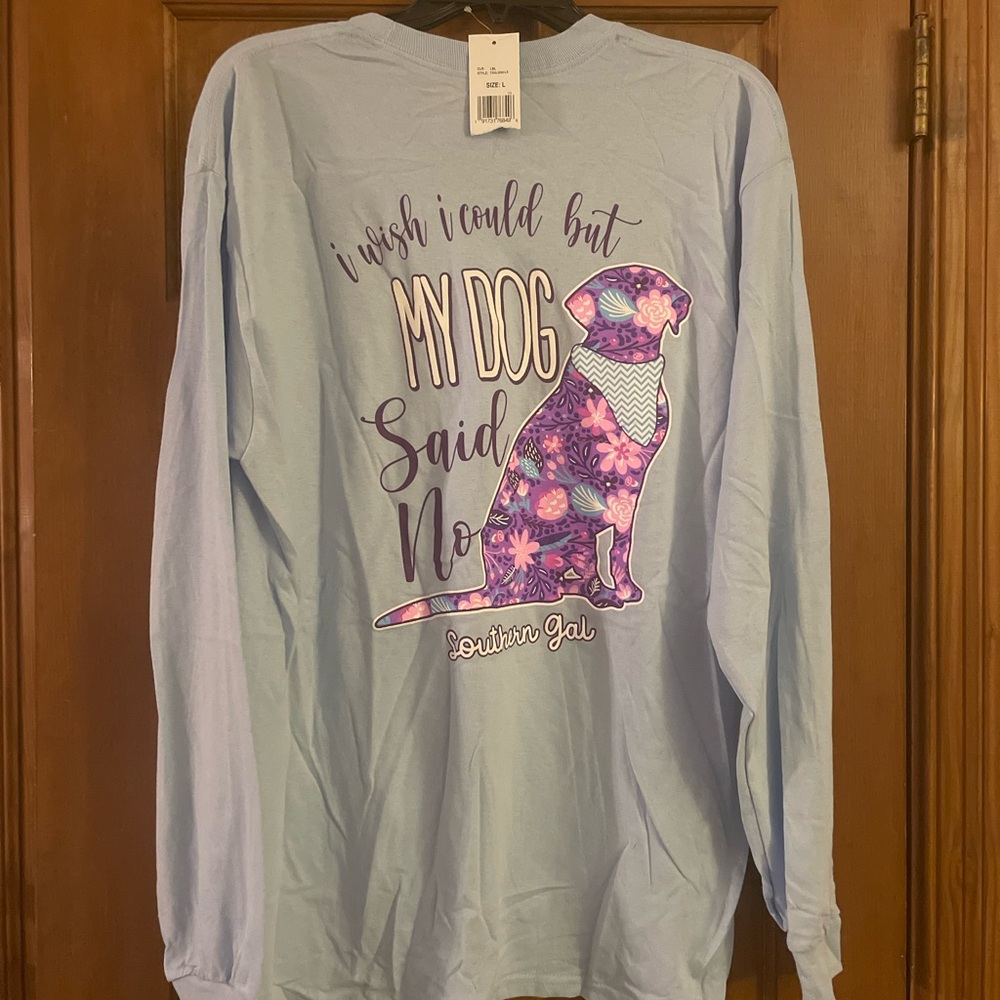 Southern Gal Light Blue Long Sleeve Shirt, NWT, Size‎ Large